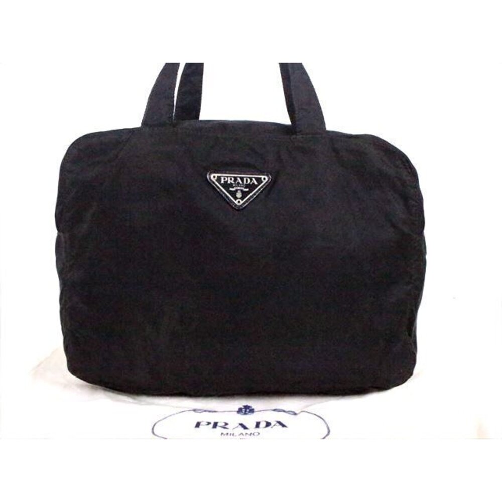 PRADA handbag Black silver hardware Tessuto Comes